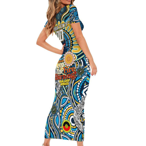 Custom NAIDOC Week 2024 Titans Family Matching Short Sleeve Bodycon Dress and Hawaiian Shirt Mascot Rugby