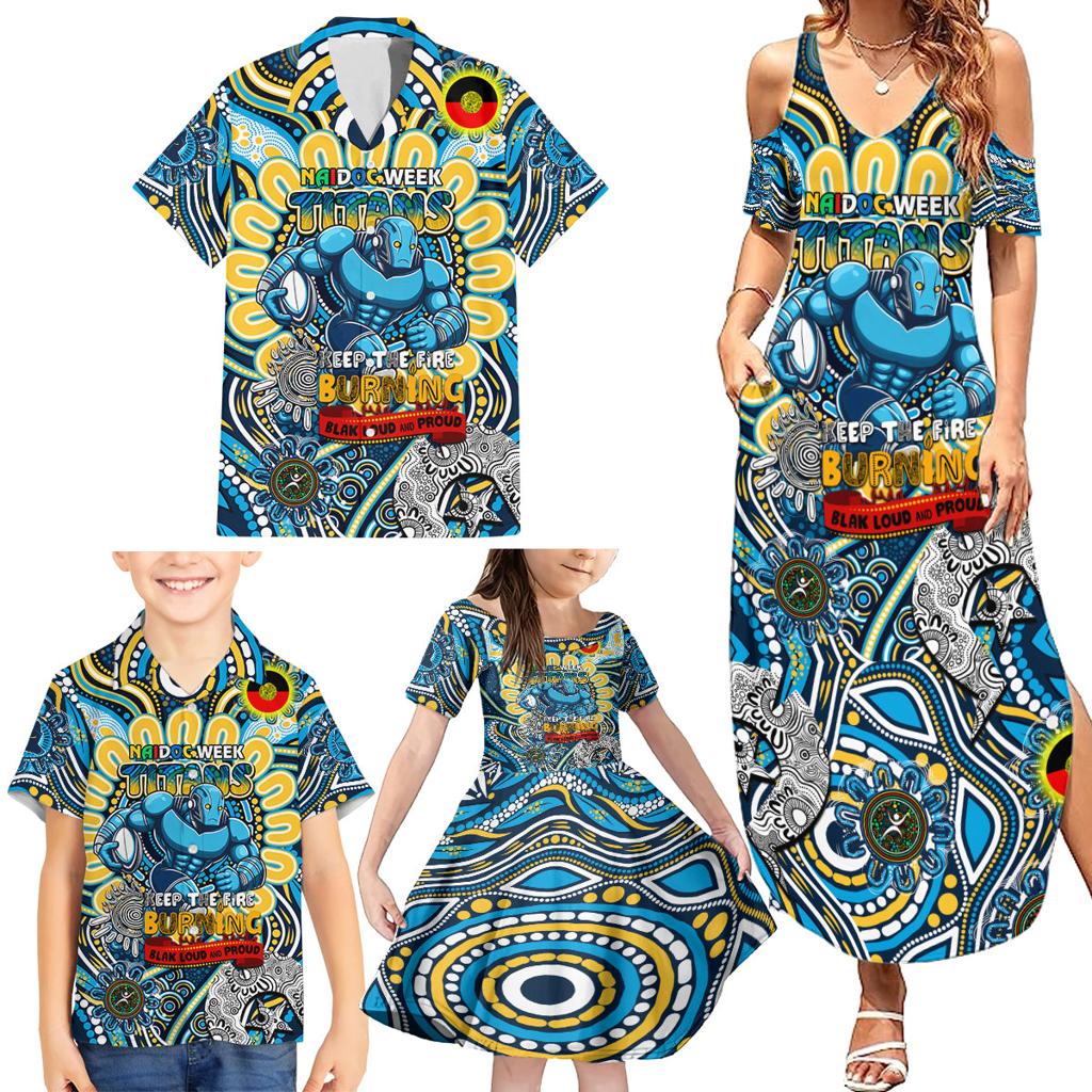 Custom NAIDOC Week 2024 Titans Family Matching Summer Maxi Dress and Hawaiian Shirt Mascot Rugby