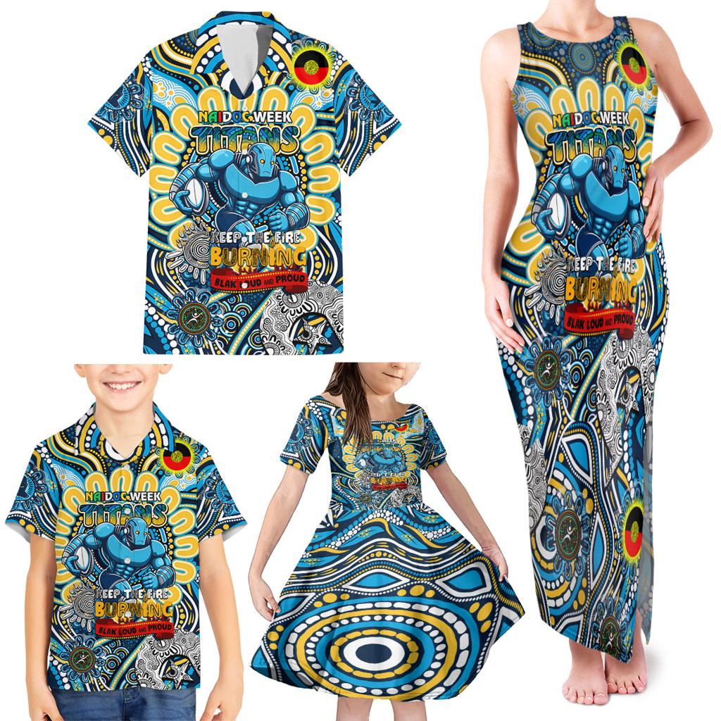 Custom NAIDOC Week 2024 Titans Family Matching Tank Maxi Dress and Hawaiian Shirt Mascot Rugby