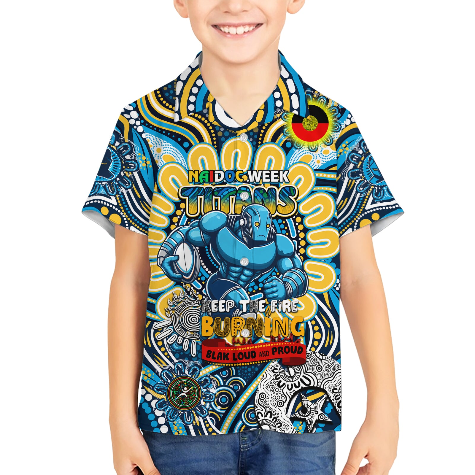 Custom NAIDOC Week 2024 Titans Hawaiian Shirt Mascot Rugby