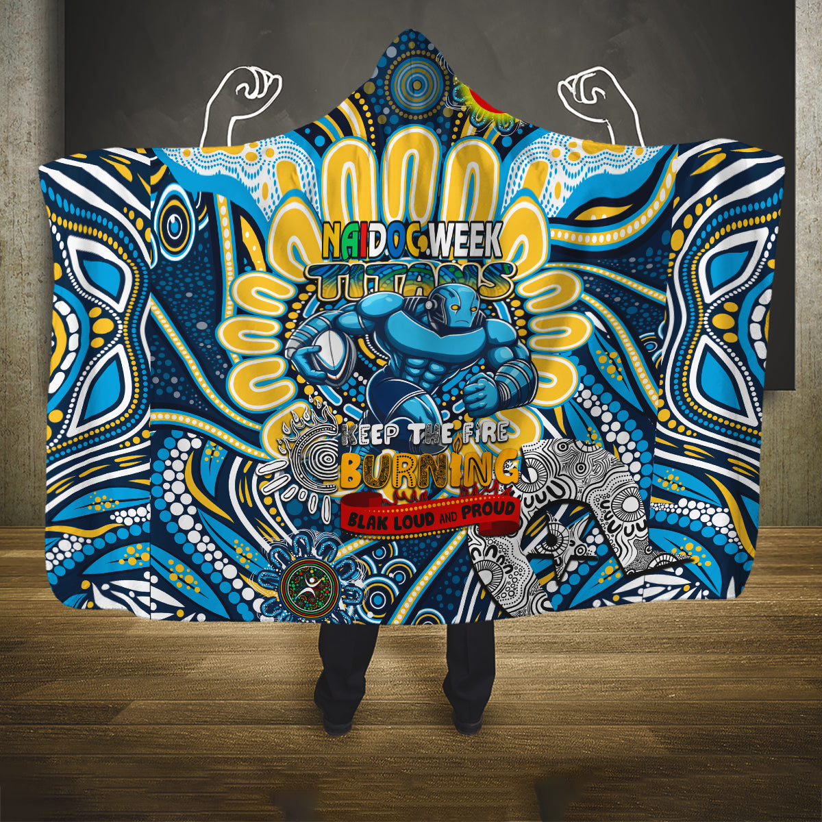 NAIDOC Week 2024 Titans Hooded Blanket Mascot Rugby