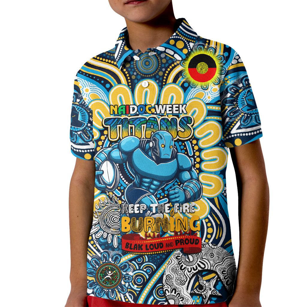 Custom NAIDOC Week 2024 Titans Kid Polo Shirt Mascot Rugby