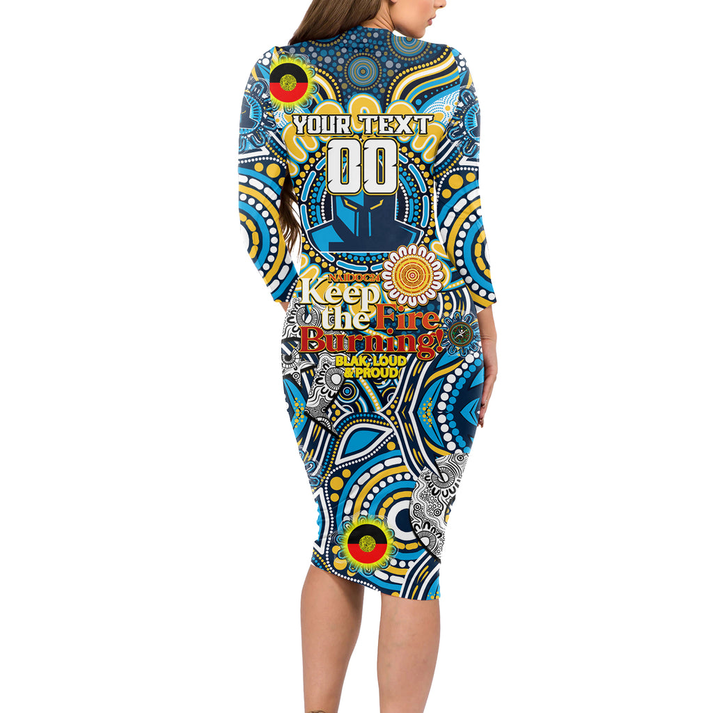 Custom NAIDOC Week 2024 Titans Long Sleeve Bodycon Dress Mascot Rugby