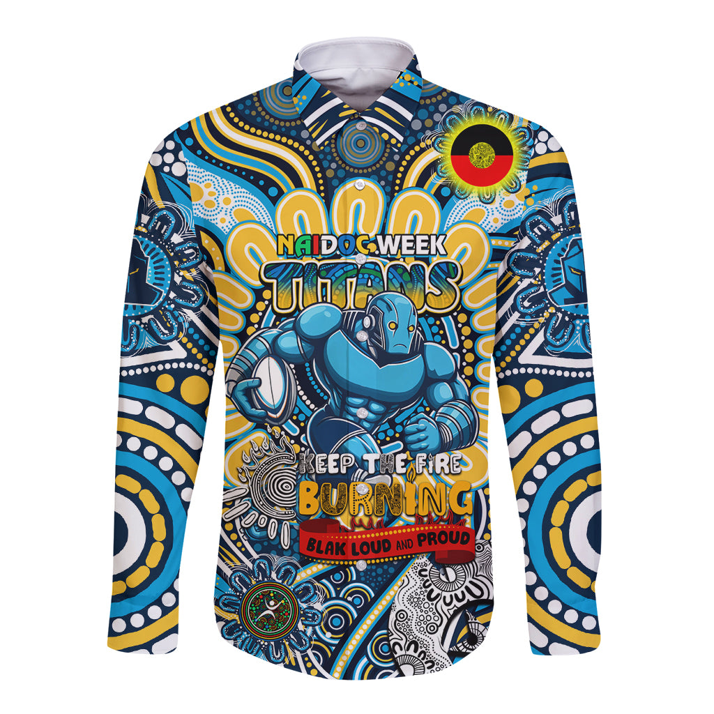 Custom NAIDOC Week 2024 Titans Long Sleeve Button Shirt Mascot Rugby