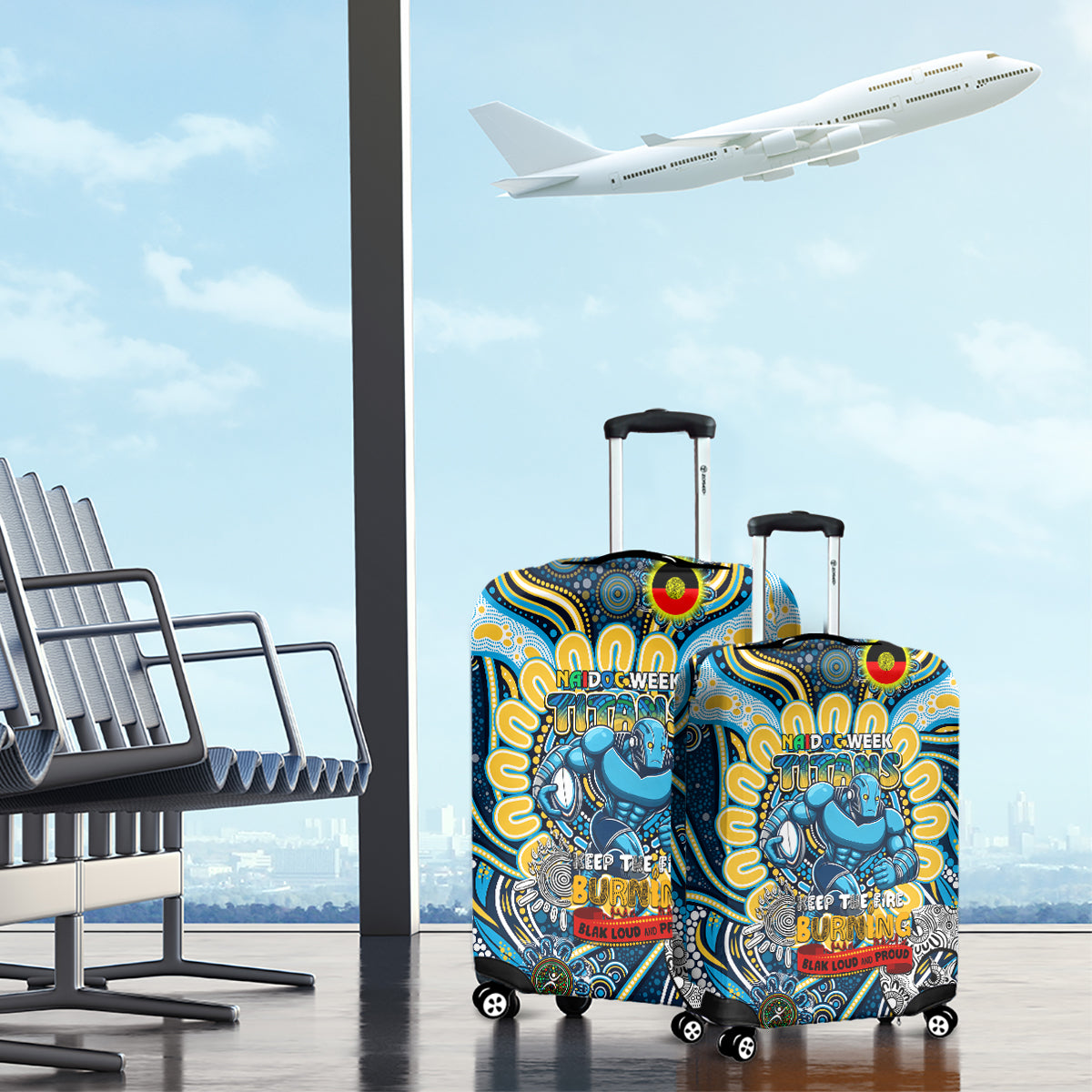 NAIDOC Week 2024 Titans Luggage Cover Mascot Rugby