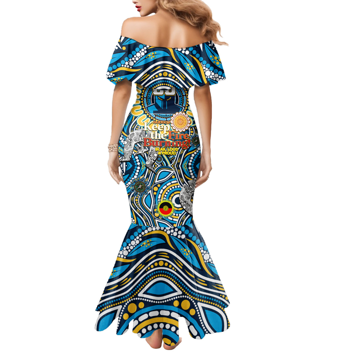 Custom NAIDOC Week 2024 Titans Mermaid Dress Mascot Rugby