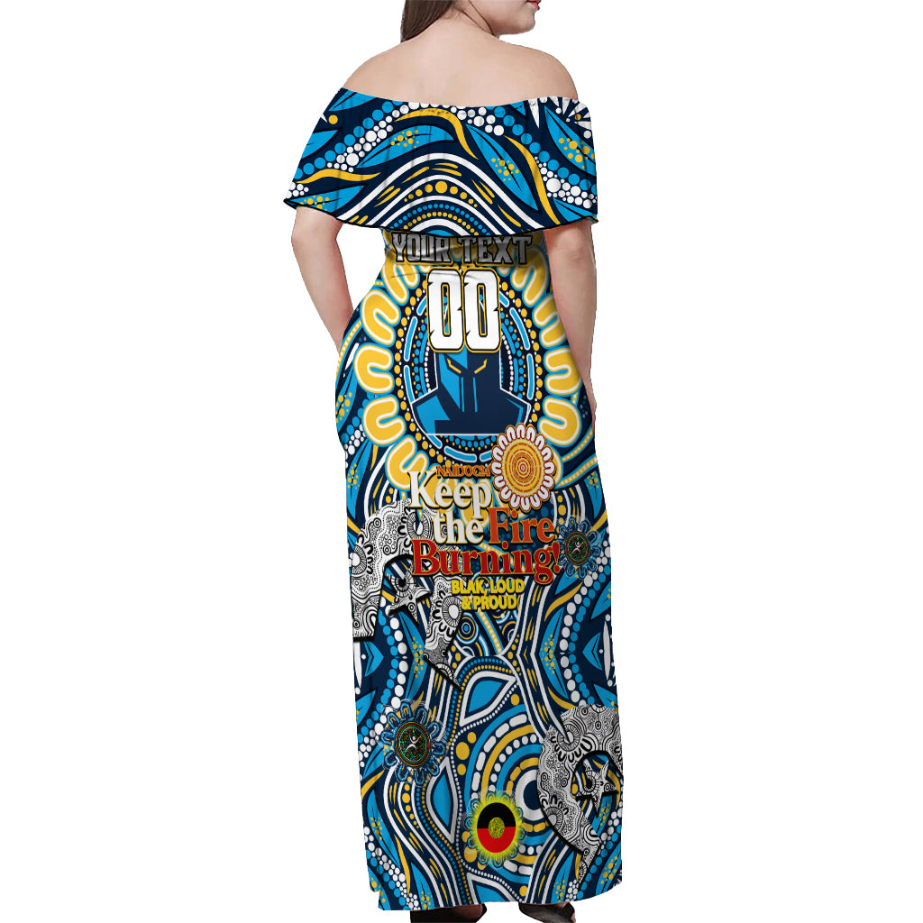 Custom NAIDOC Week 2024 Titans Off Shoulder Maxi Dress Mascot Rugby