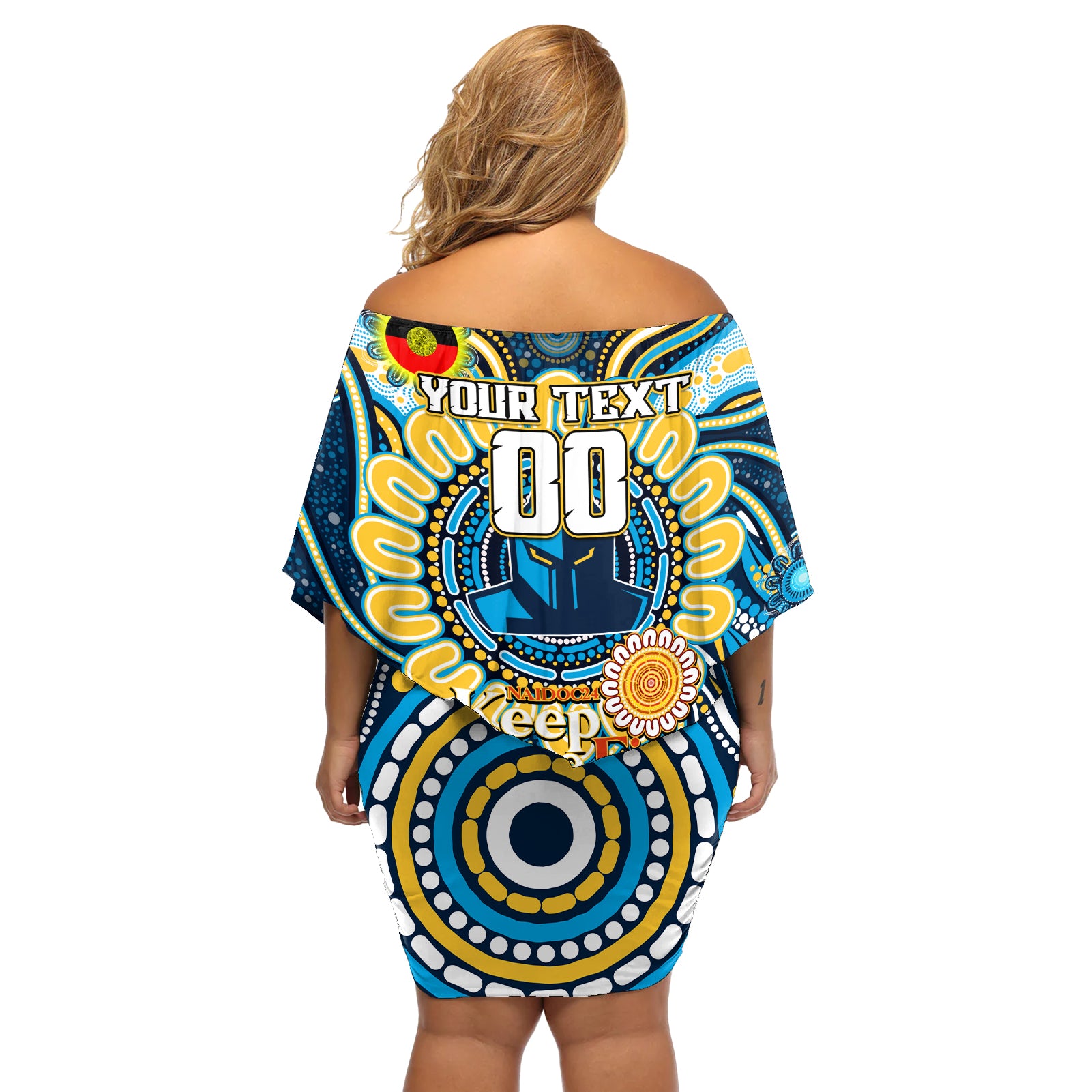 Custom NAIDOC Week 2024 Titans Off Shoulder Short Dress Mascot Rugby