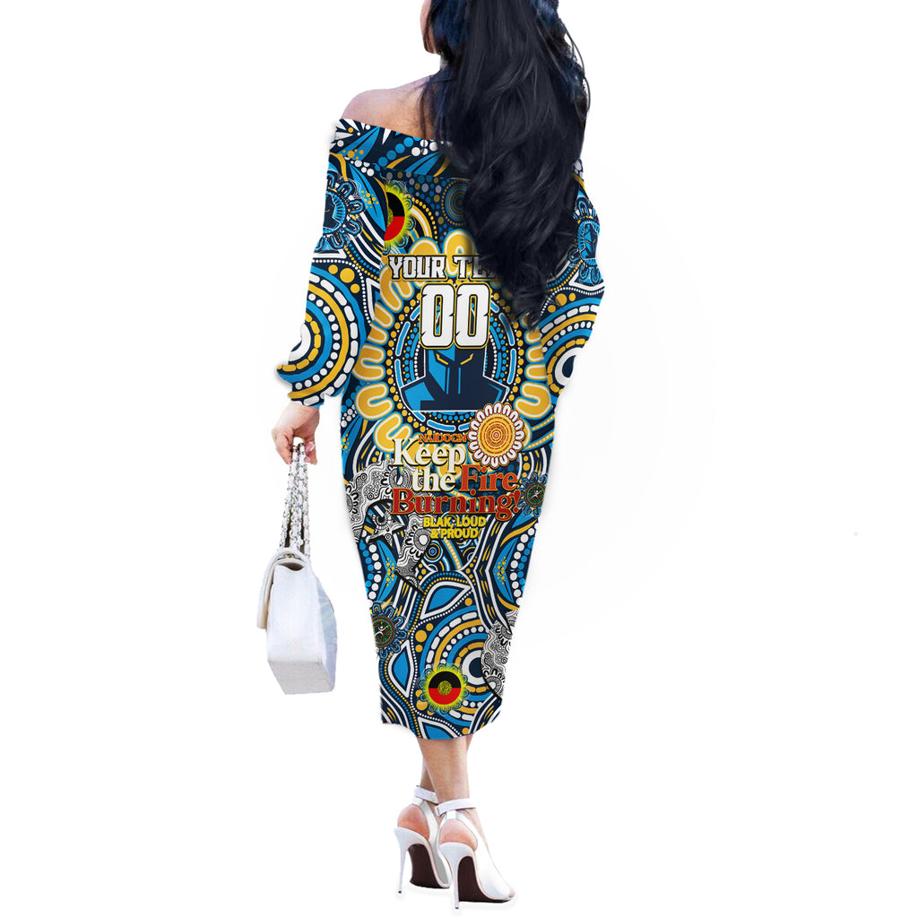 Custom NAIDOC Week 2024 Titans Off The Shoulder Long Sleeve Dress Mascot Rugby