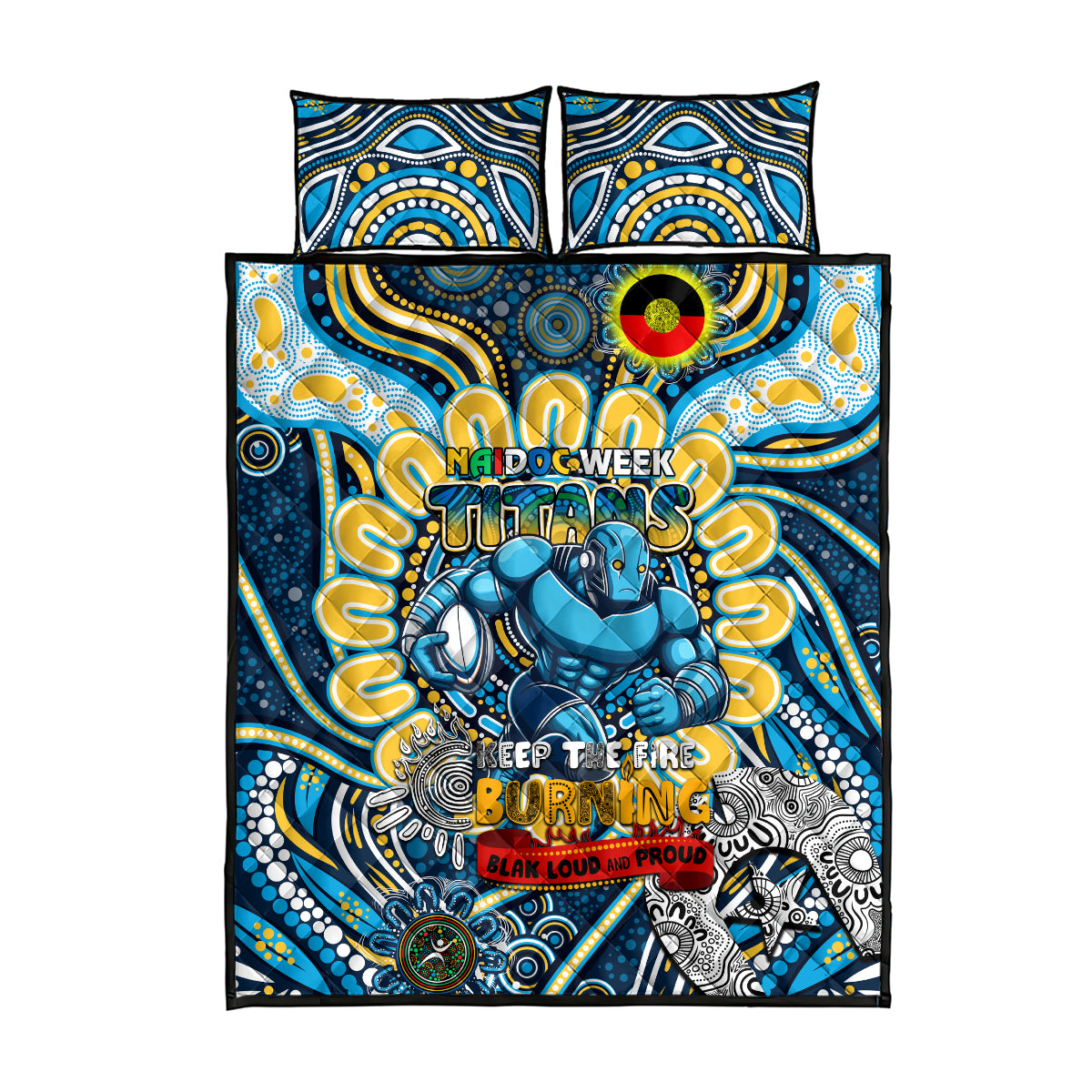 NAIDOC Week 2024 Titans Quilt Bed Set Mascot Rugby