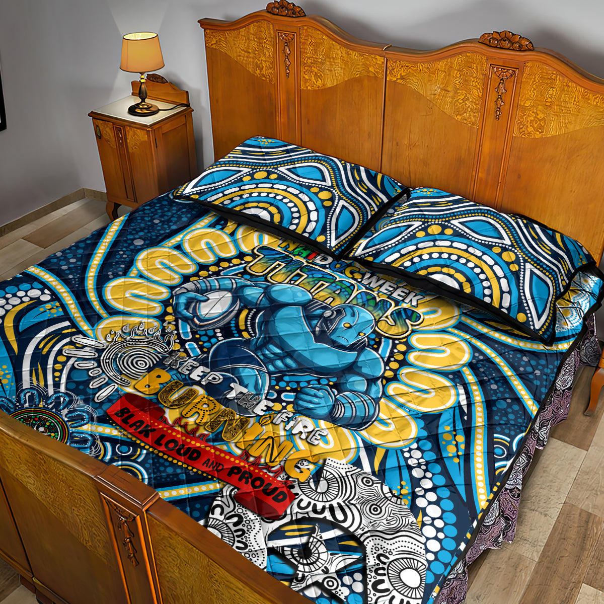 NAIDOC Week 2024 Titans Quilt Bed Set Mascot Rugby