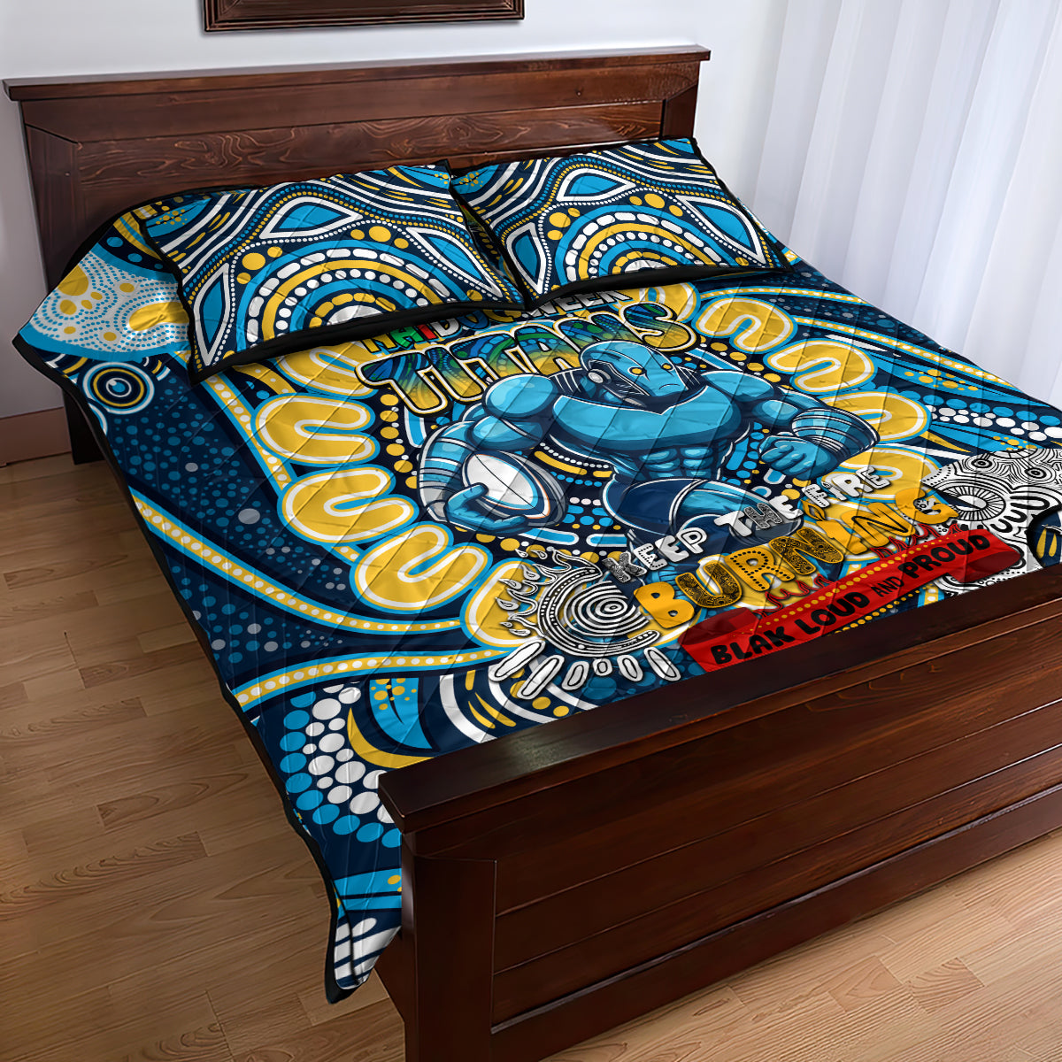 NAIDOC Week 2024 Titans Quilt Bed Set Mascot Rugby