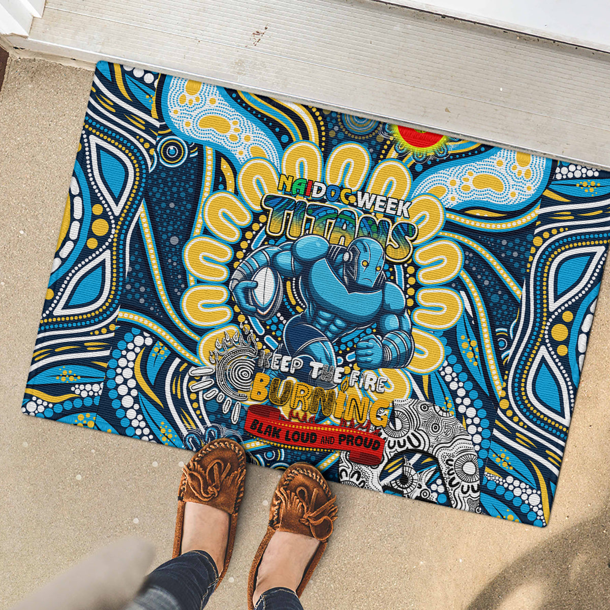 NAIDOC Week 2024 Titans Rubber Doormat Mascot Rugby