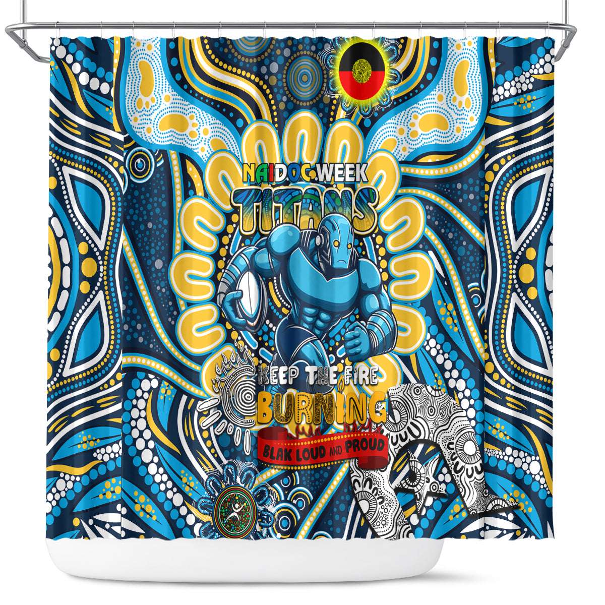 NAIDOC Week 2024 Titans Shower Curtain Mascot Rugby