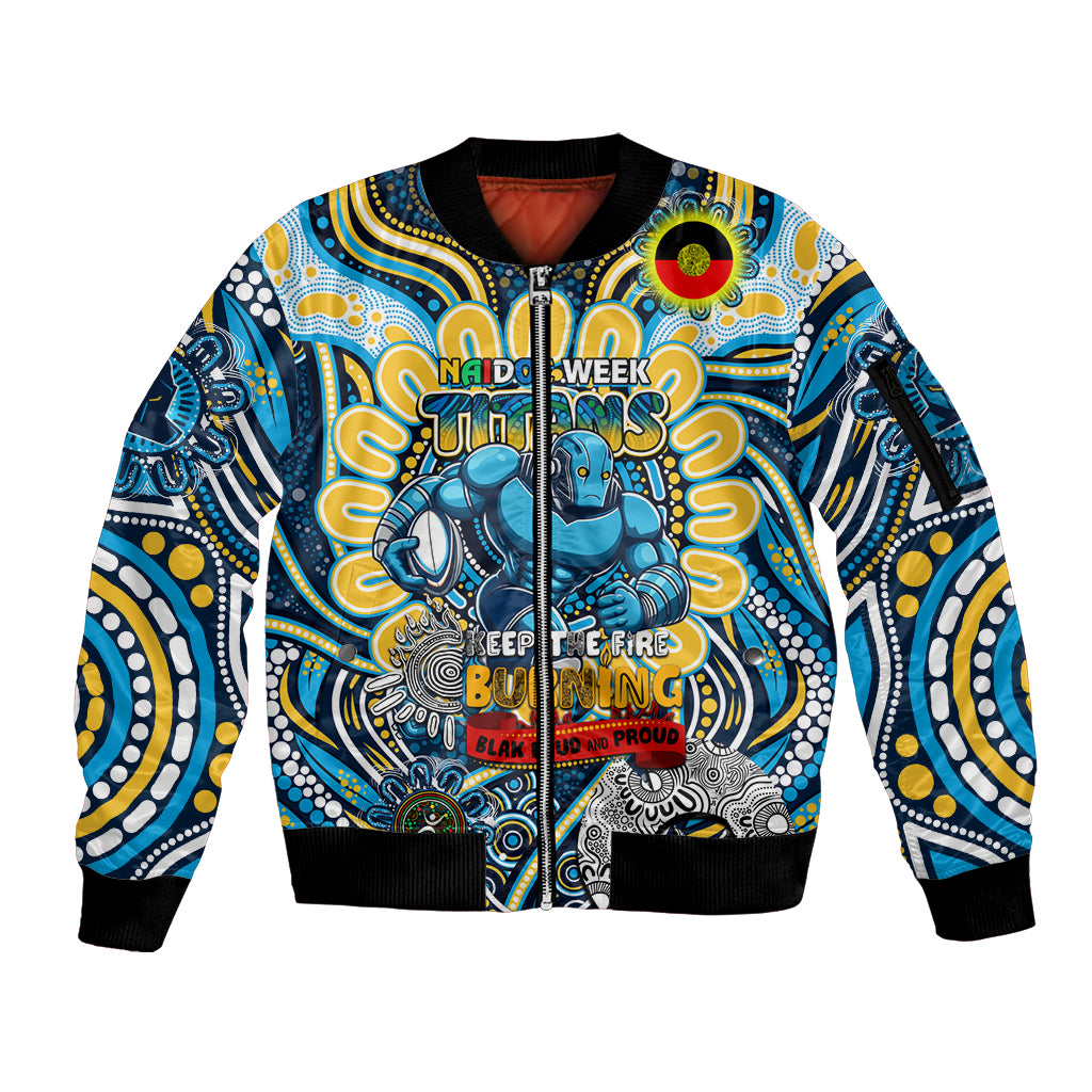 Custom NAIDOC Week 2024 Titans Sleeve Zip Bomber Jacket Mascot Rugby