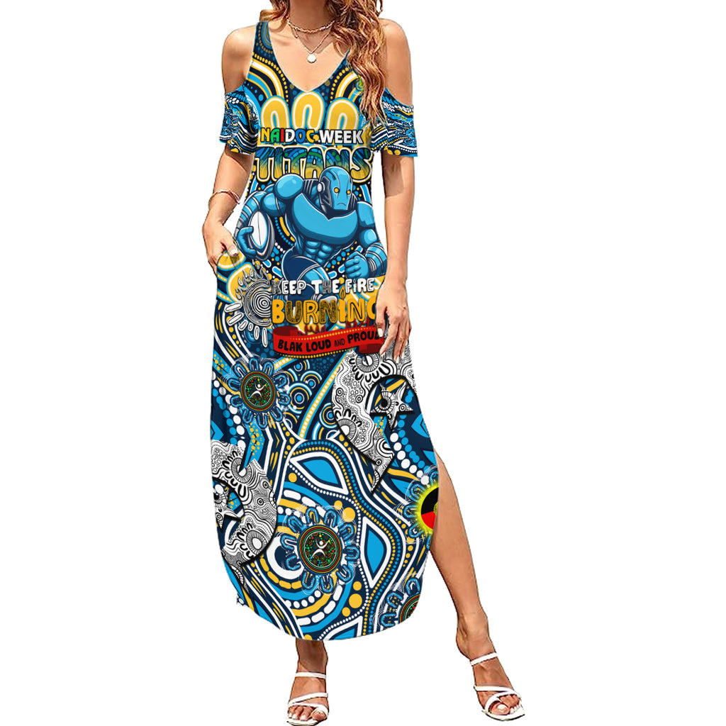 Custom NAIDOC Week 2024 Titans Summer Maxi Dress Mascot Rugby