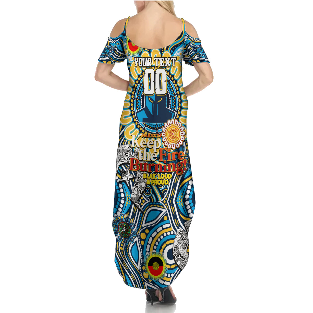 Custom NAIDOC Week 2024 Titans Summer Maxi Dress Mascot Rugby