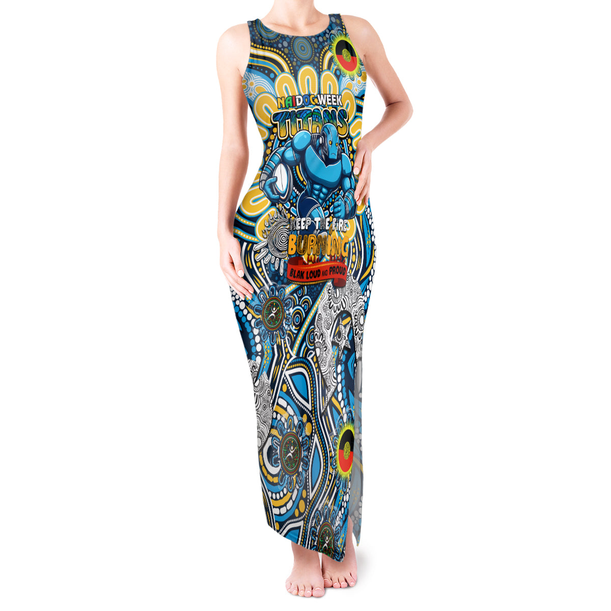 Custom NAIDOC Week 2024 Titans Tank Maxi Dress Mascot Rugby