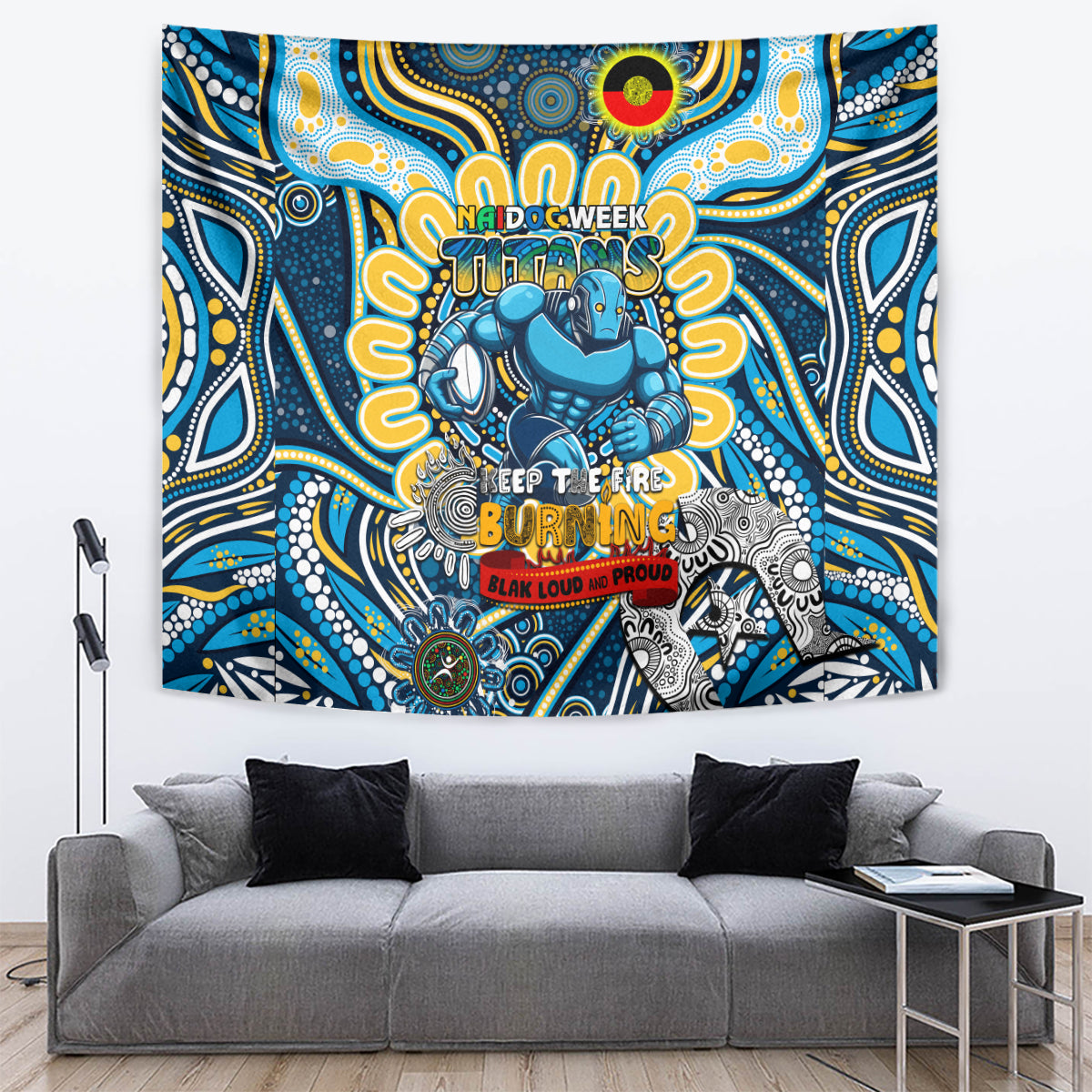 NAIDOC Week 2024 Titans Tapestry Mascot Rugby