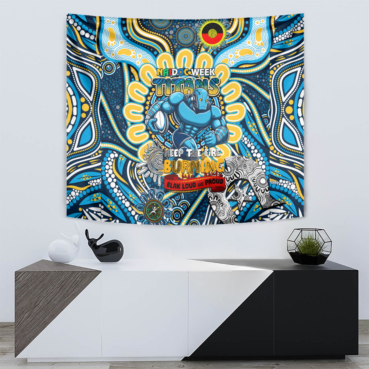 NAIDOC Week 2024 Titans Tapestry Mascot Rugby