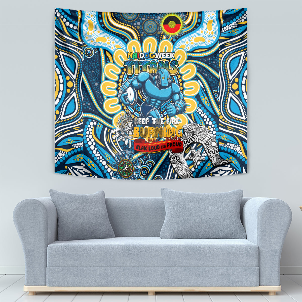 NAIDOC Week 2024 Titans Tapestry Mascot Rugby
