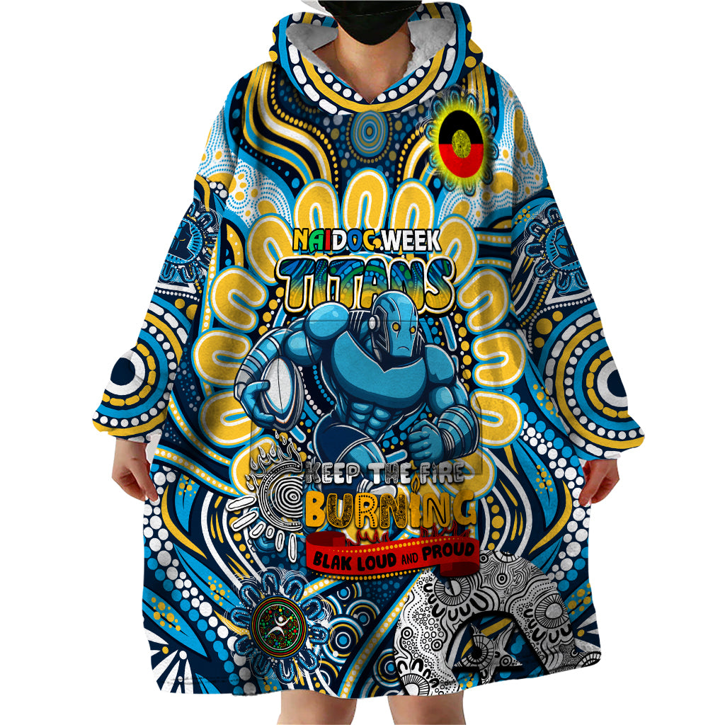 Custom NAIDOC Week 2024 Titans Wearable Blanket Hoodie Mascot Rugby