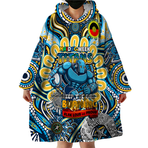 Custom NAIDOC Week 2024 Titans Wearable Blanket Hoodie Mascot Rugby