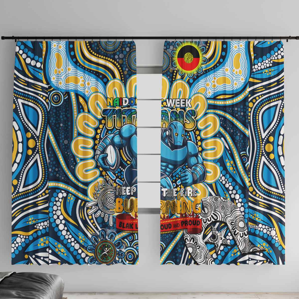 NAIDOC Week 2024 Titans Window Curtain Mascot Rugby