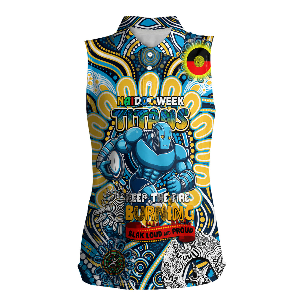 Custom NAIDOC Week 2024 Titans Women Sleeveless Polo Shirt Mascot Rugby