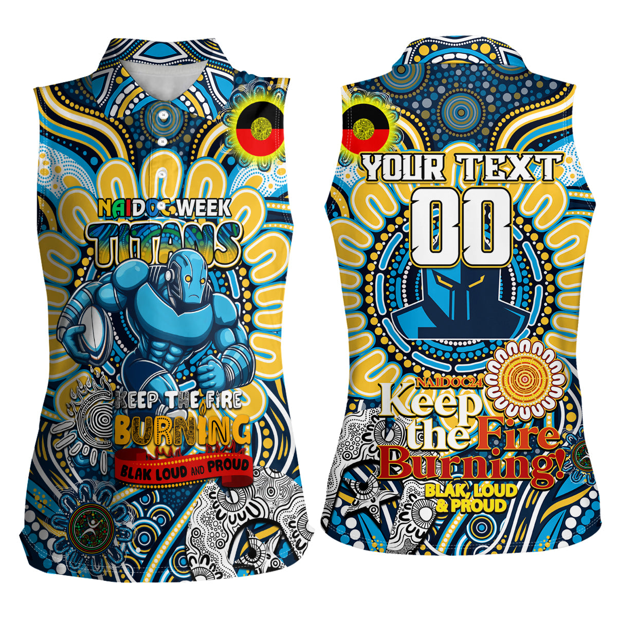 Custom NAIDOC Week 2024 Titans Women Sleeveless Polo Shirt Mascot Rugby