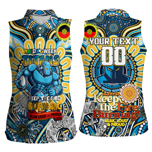 Custom NAIDOC Week 2024 Titans Women Sleeveless Polo Shirt Mascot Rugby
