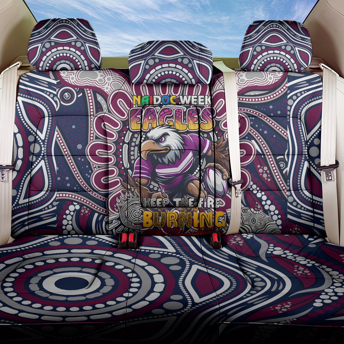 NAIDOC Week 2024 Eagles Back Car Seat Cover Mascot Rugby
