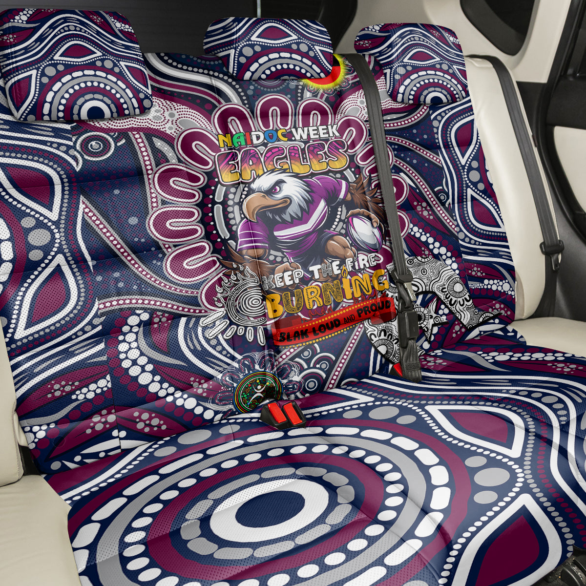 NAIDOC Week 2024 Eagles Back Car Seat Cover Mascot Rugby