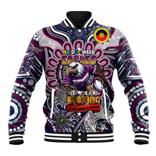 Custom NAIDOC Week 2024 Eagles Baseball Jacket Mascot Rugby