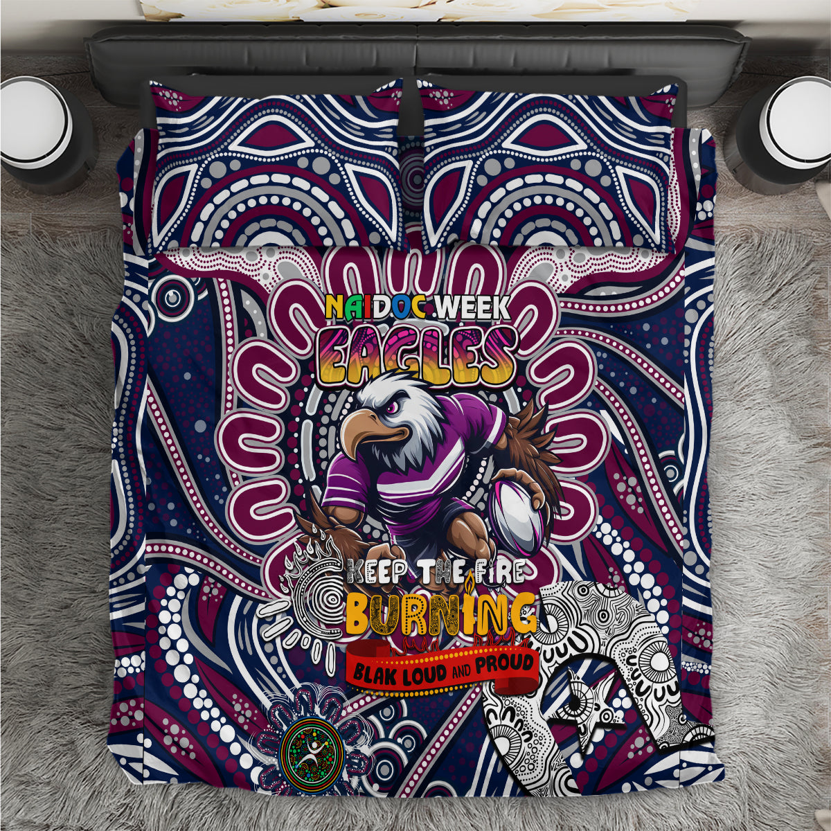 NAIDOC Week 2024 Eagles Bedding Set Mascot Rugby
