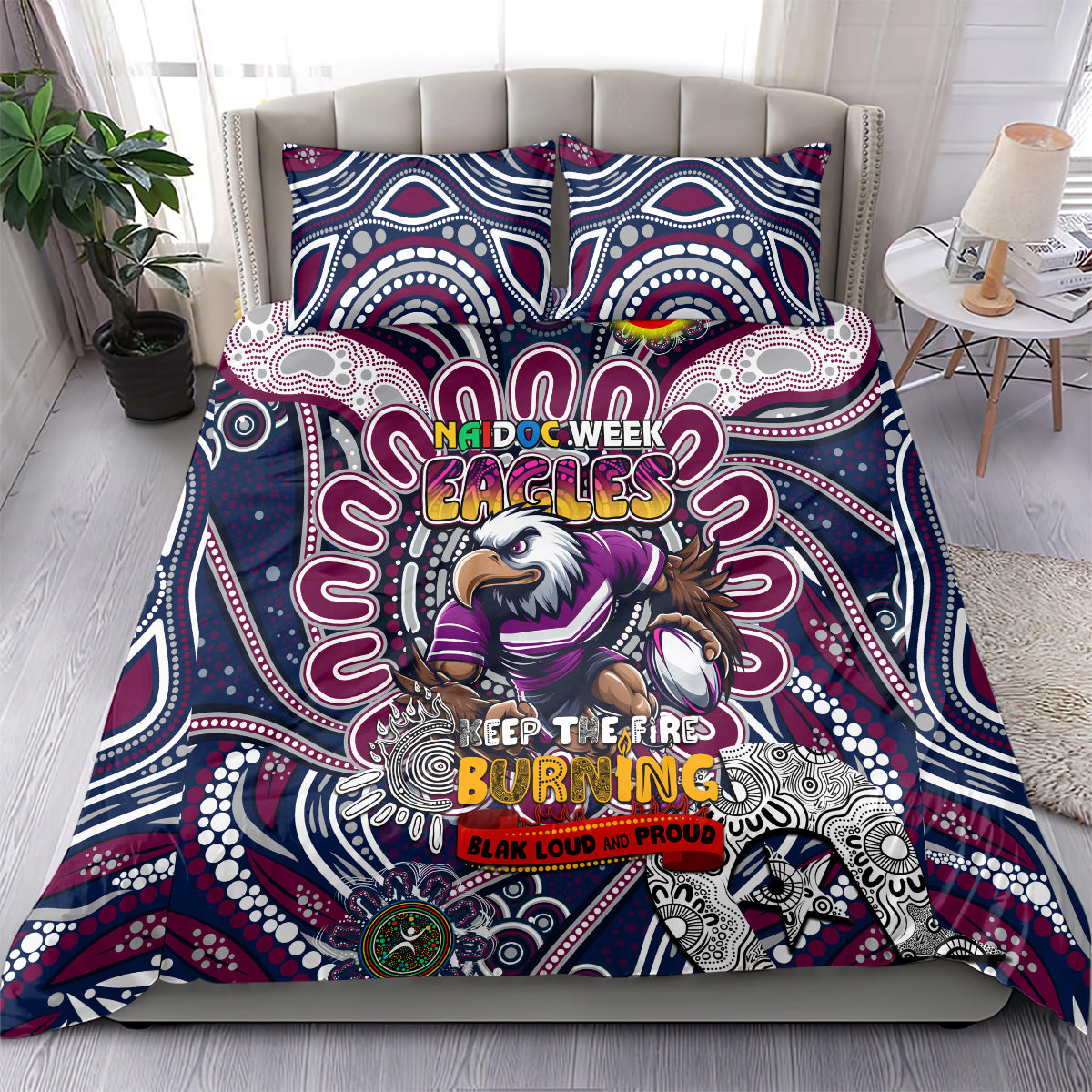 NAIDOC Week 2024 Eagles Bedding Set Mascot Rugby