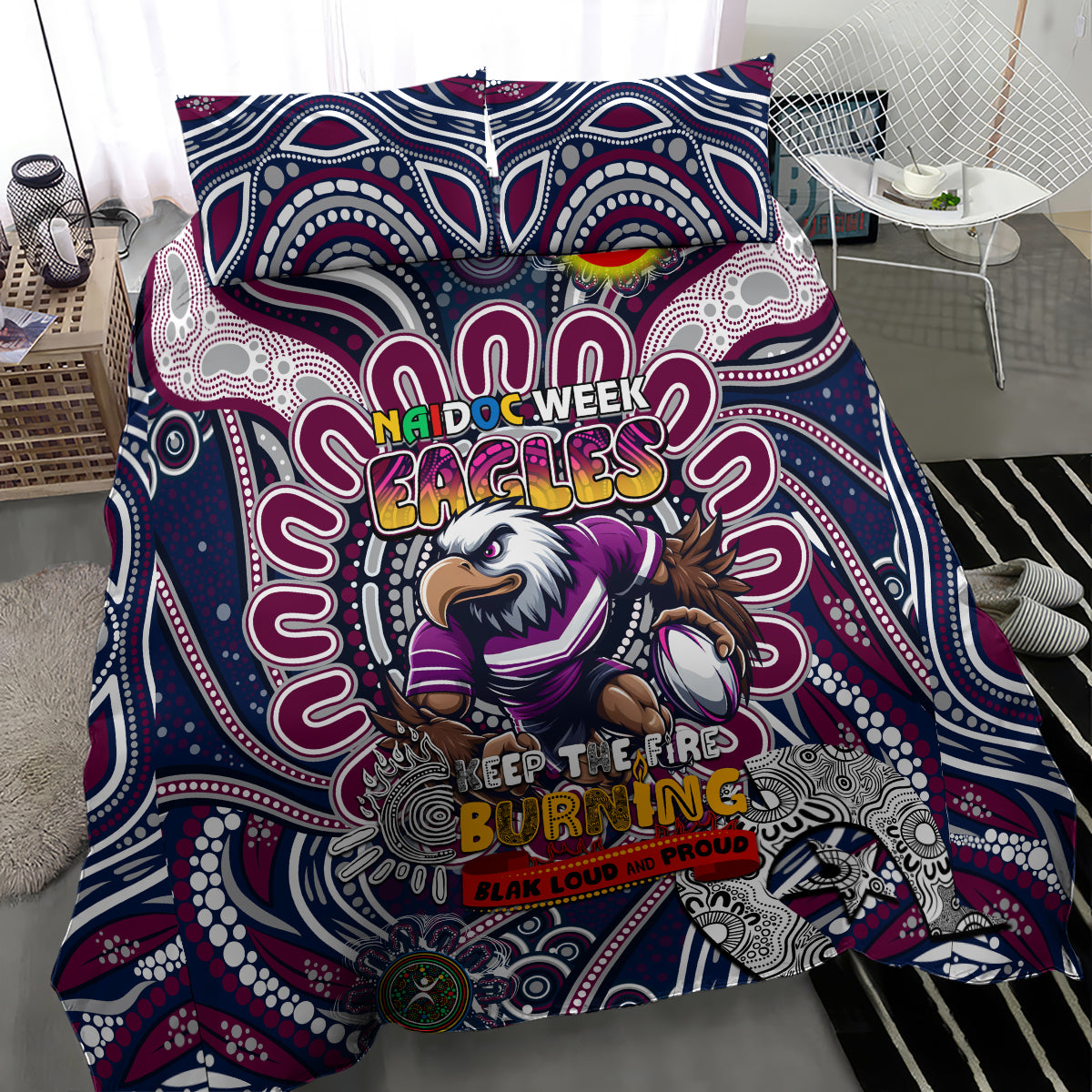 NAIDOC Week 2024 Eagles Bedding Set Mascot Rugby