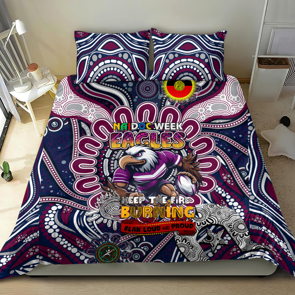 NAIDOC Week 2024 Eagles Bedding Set Mascot Rugby