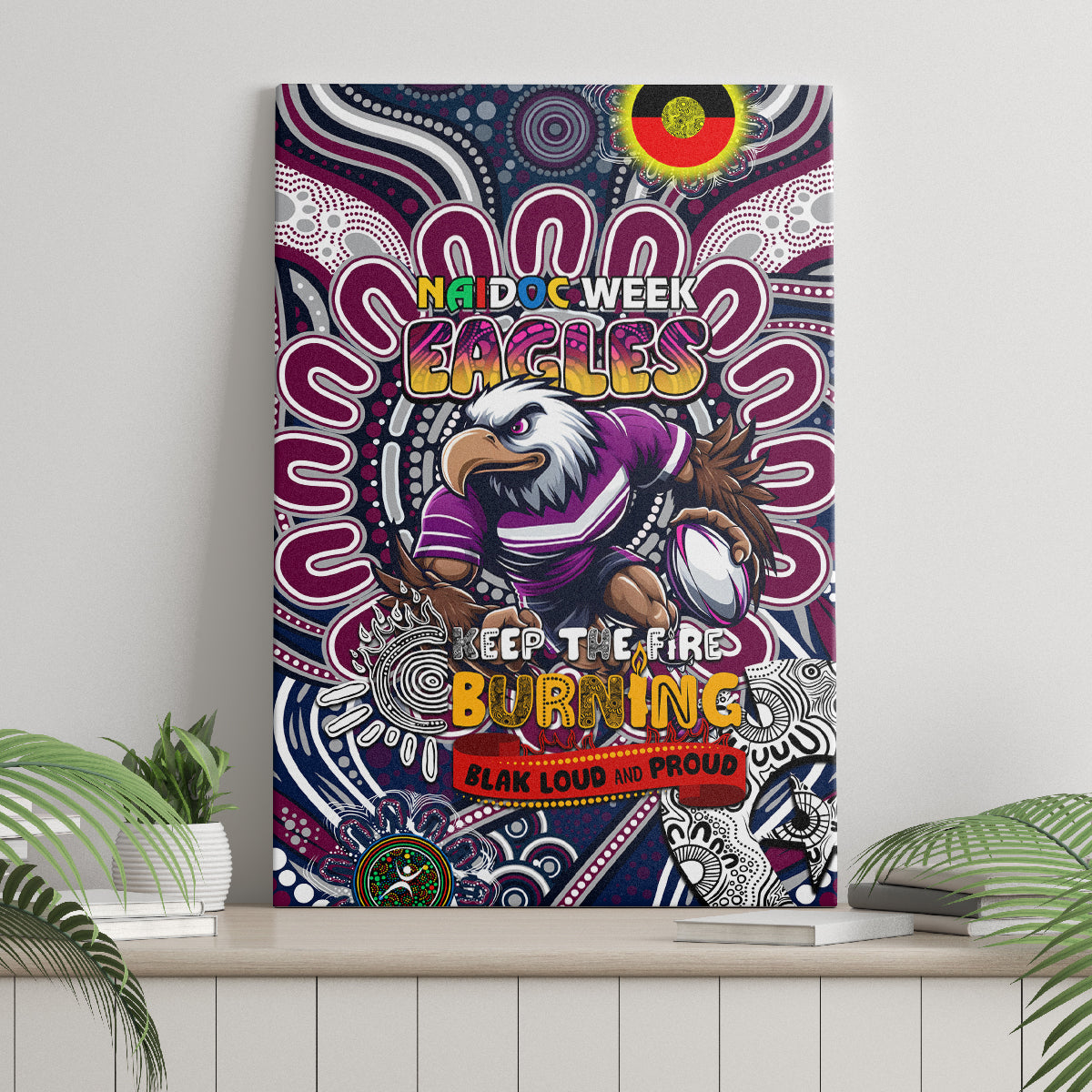NAIDOC Week 2024 Eagles Canvas Wall Art Mascot Rugby