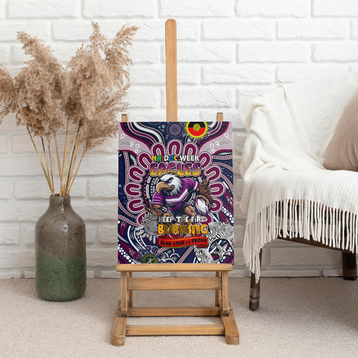 NAIDOC Week 2024 Eagles Canvas Wall Art Mascot Rugby