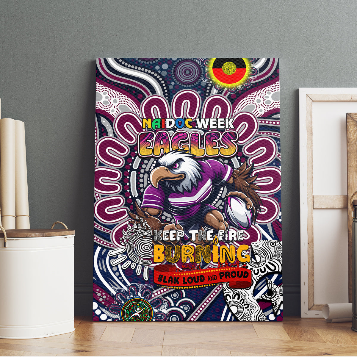 NAIDOC Week 2024 Eagles Canvas Wall Art Mascot Rugby