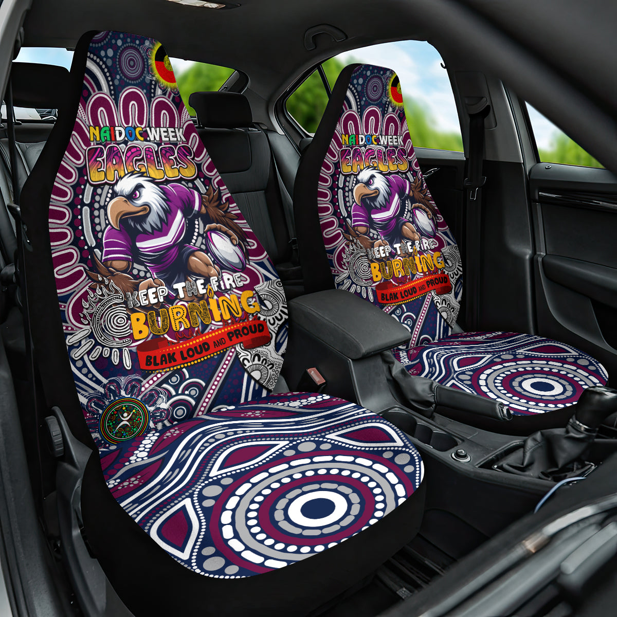 NAIDOC Week 2024 Eagles Car Seat Cover Mascot Rugby