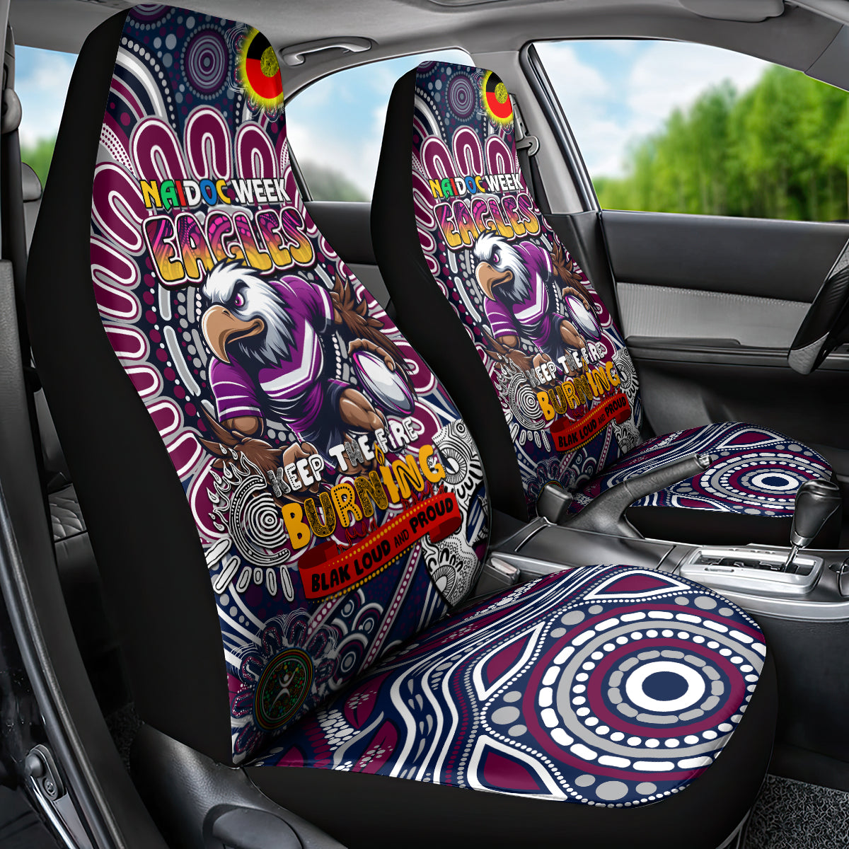 NAIDOC Week 2024 Eagles Car Seat Cover Mascot Rugby