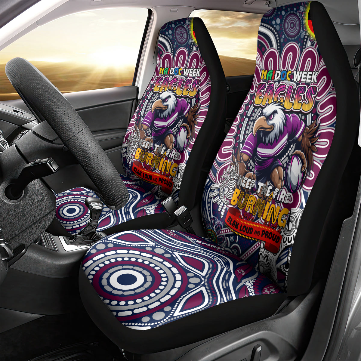 NAIDOC Week 2024 Eagles Car Seat Cover Mascot Rugby