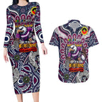 Custom NAIDOC Week 2024 Eagles Couples Matching Long Sleeve Bodycon Dress and Hawaiian Shirt Mascot Rugby
