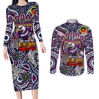 Custom NAIDOC Week 2024 Eagles Couples Matching Long Sleeve Bodycon Dress and Long Sleeve Button Shirt Mascot Rugby