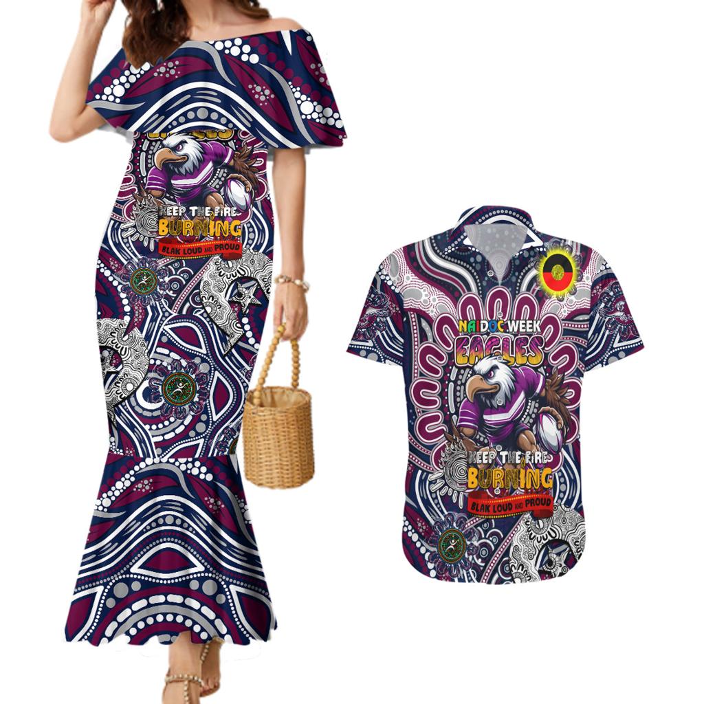 Custom NAIDOC Week 2024 Eagles Couples Matching Mermaid Dress and Hawaiian Shirt Mascot Rugby