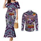 Custom NAIDOC Week 2024 Eagles Couples Matching Mermaid Dress and Long Sleeve Button Shirt Mascot Rugby