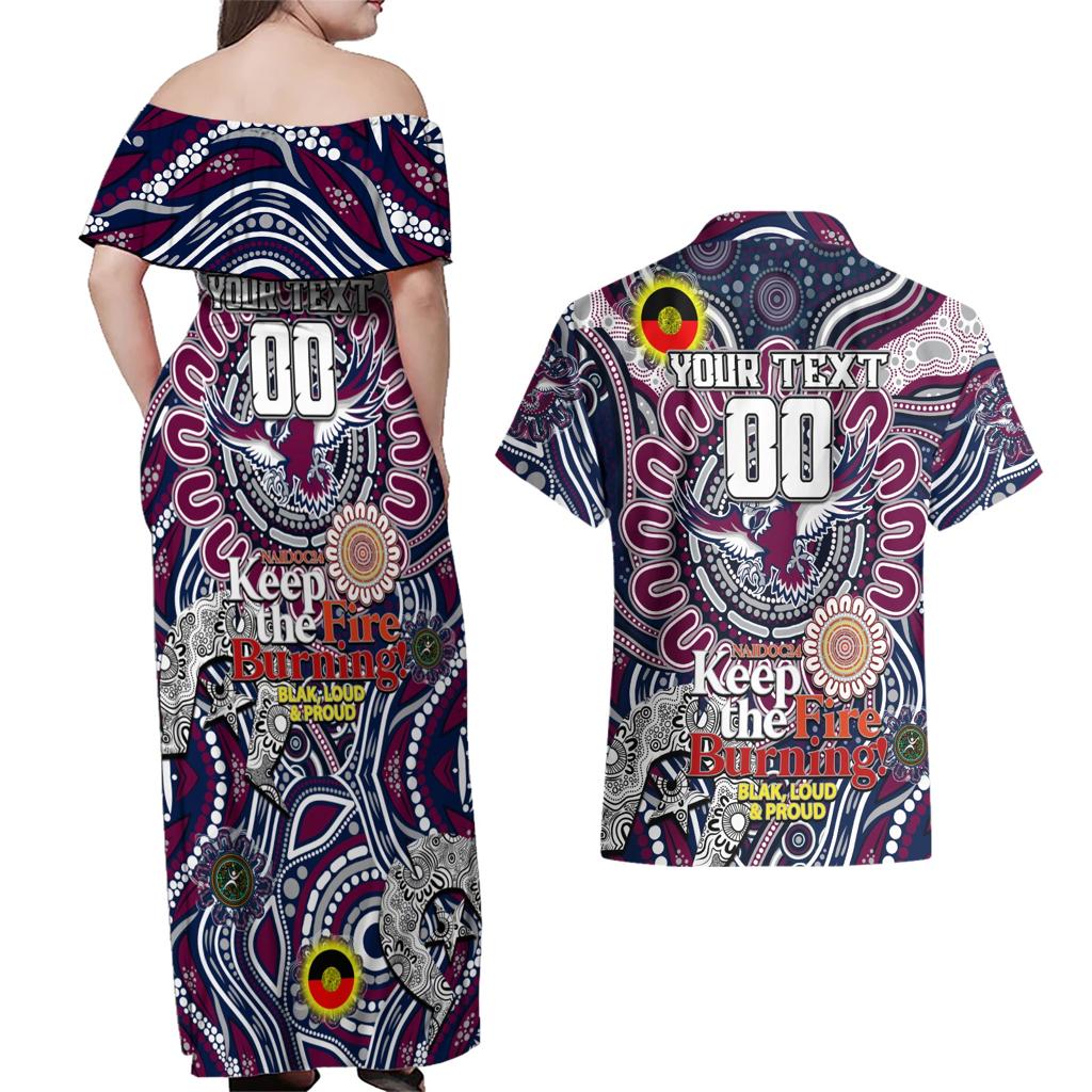 Custom NAIDOC Week 2024 Eagles Couples Matching Off Shoulder Maxi Dress and Hawaiian Shirt Mascot Rugby