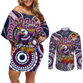 Custom NAIDOC Week 2024 Eagles Couples Matching Off Shoulder Short Dress and Long Sleeve Button Shirt Mascot Rugby